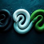 Close-up of a green snake coiled on a branch, illustrating snake dream meaning by color and behavior.