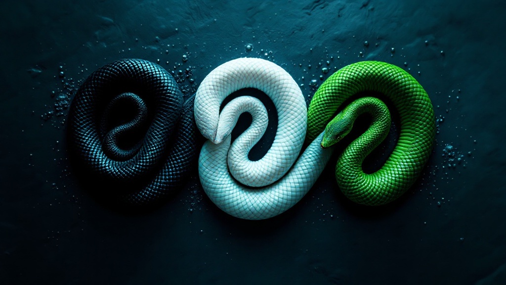 Close-up of a green snake coiled on a branch, illustrating snake dream meaning by color and behavior.
